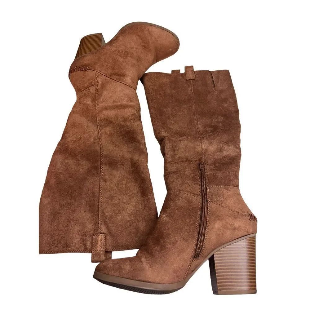 Ana Lendy Memory Foam Faux Suede Heeled Boots Sz 9.5